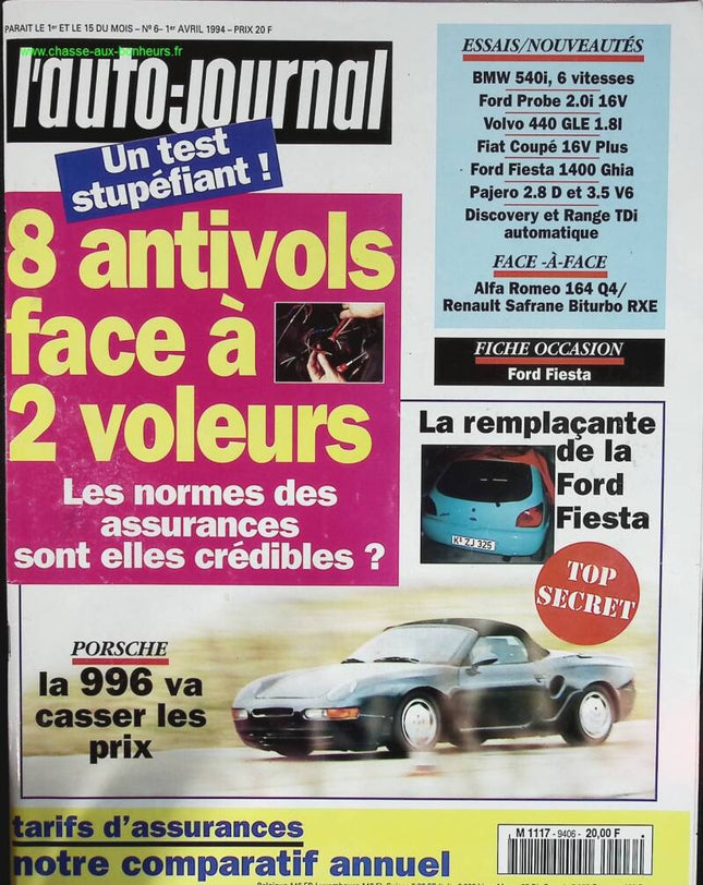 Porsche 996 - L'auto journal - n° 6 - 1994 - revue magazine - voiture