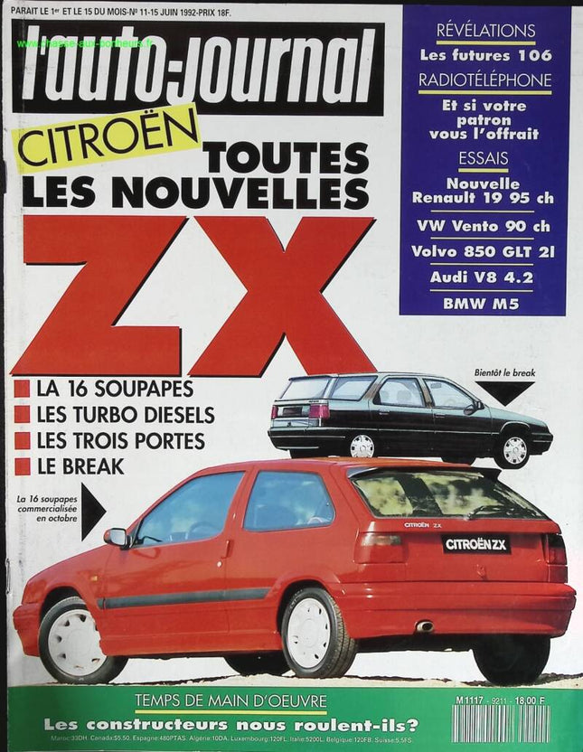 Toutes les nouvelles Citroën ZX - L'auto journal - n° 11 - 1992 - revue magazine - voiture