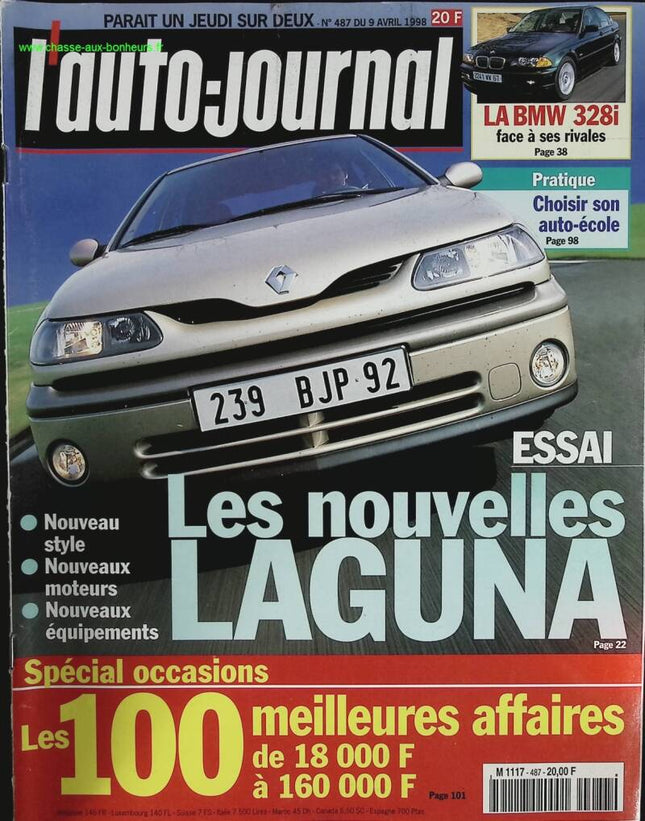 Essai Renault Laguna - L'auto journal - n° 487 - 1998 - revue magazine - voiture