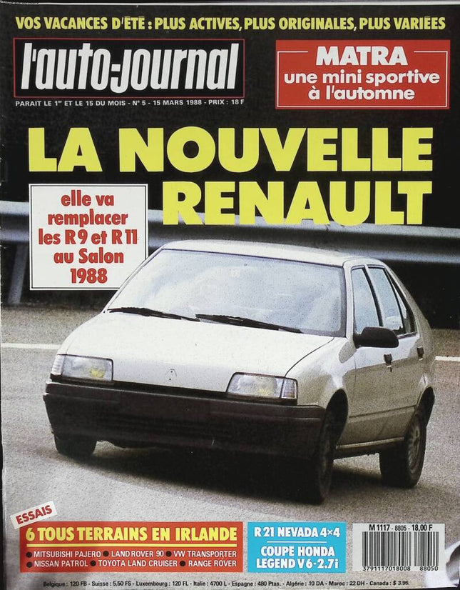 La nouvelle renault - L'auto journal - n° 5 - 1988 - revue magazine - voiture