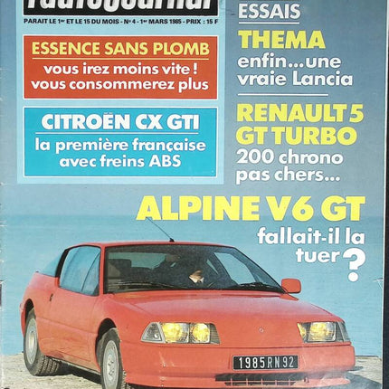Alpine V6 GT - L'auto journal - Nr. 04 - 1985 - Zeitschriftenbericht - Auto