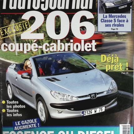 Peugeot 206 Cabriolet - L'auto journal - n° 505 - 1998 - revue magazine - voiture
