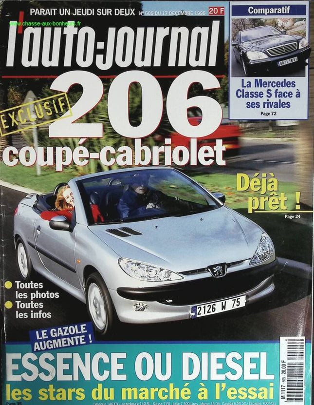 Peugeot 206 Cabriolet - L'auto journal - n° 505 - 1998 - Zeitschriftenbericht - Auto