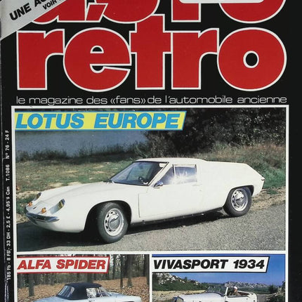 Lotus Europe Alfa Spider Vivasport 1934 - Retro Auto und Motorrad - Nr. 76 - 1986 - Zeitschriftenbericht - Auto