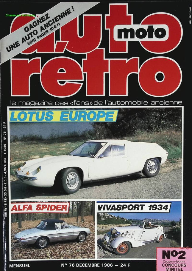 Lotus Europe Alfa spider Vivasport 1934 - Retro car and motorcycle - No. 76 - 1986 - magazine review - car