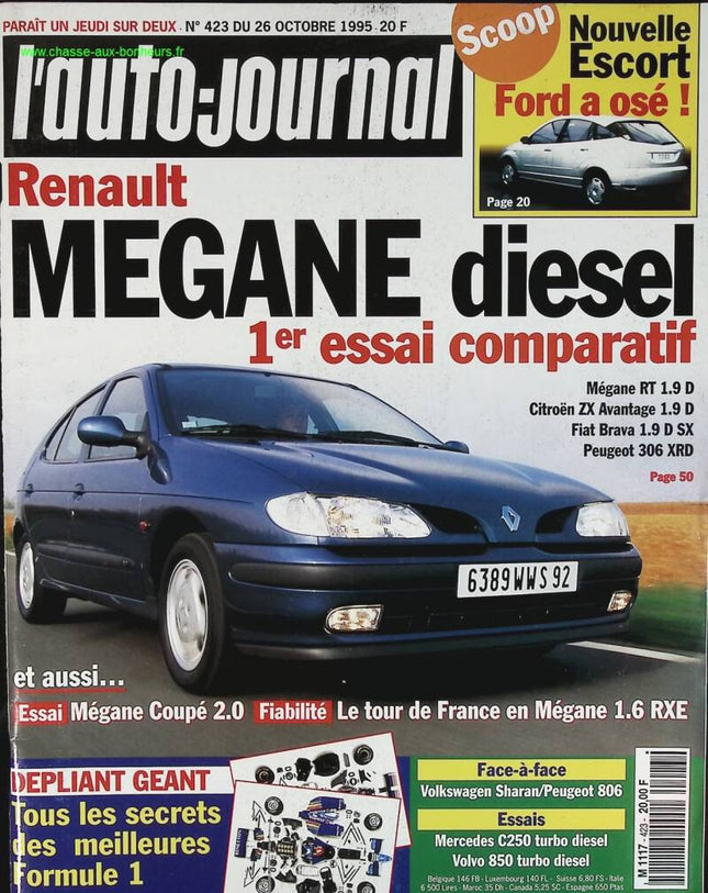 Renault Mégane Diesel - L'auto Journal - Nr. 423 - 1995 - Zeitschriftenrezension - Auto