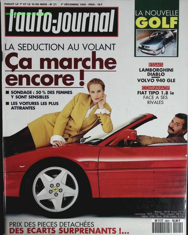 La séduction au volant ça marche encore - L'auto journal - n° 21 - 1990 - revue magazine - voiture
