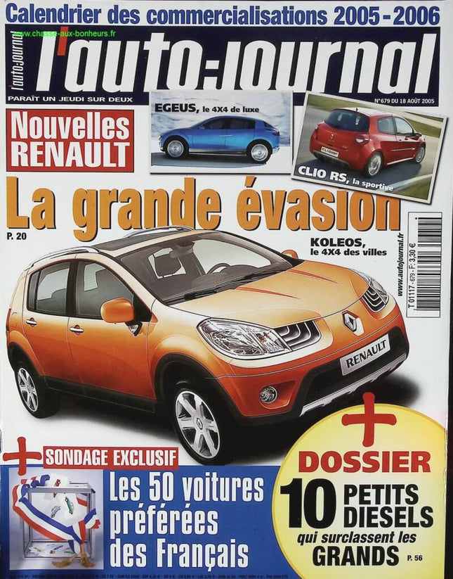 Renault la grande évasion - L'auto journal - n° 679 - 2005 - revue magazine - voiture