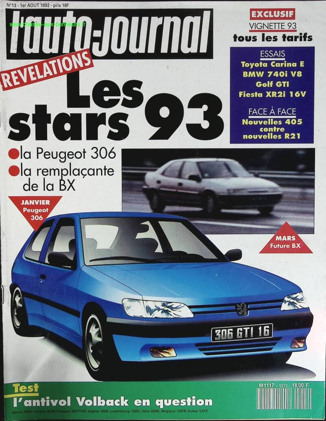 Les stars 93 - L'auto journal - n° 13 - 1992 - revue magazine - voiture