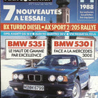 BMW 535 i 530 i - L'auto journal - n° 8 - 1988 - Zeitschriftenbericht - Auto
