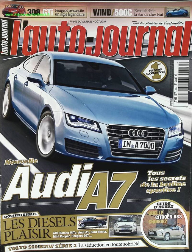 Audi A7 - L'auto journal - n° 809 - 2010 - revue magazine - voiture