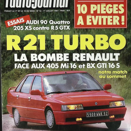Renault 21 turbo - L'auto journal - n° 12 - 1987 - revue magazine - voiture