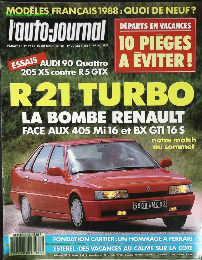 Renault 21 turbo - L'auto journal - n° 12 - 1987 - revue magazine - voiture
