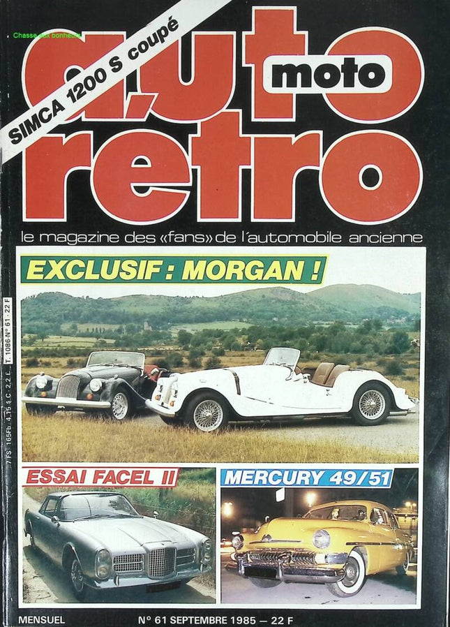 Morgan Facel II Mercury 49/51 - Auto moto rétro - n° 61 - 1985 - revue magazine - voiture
