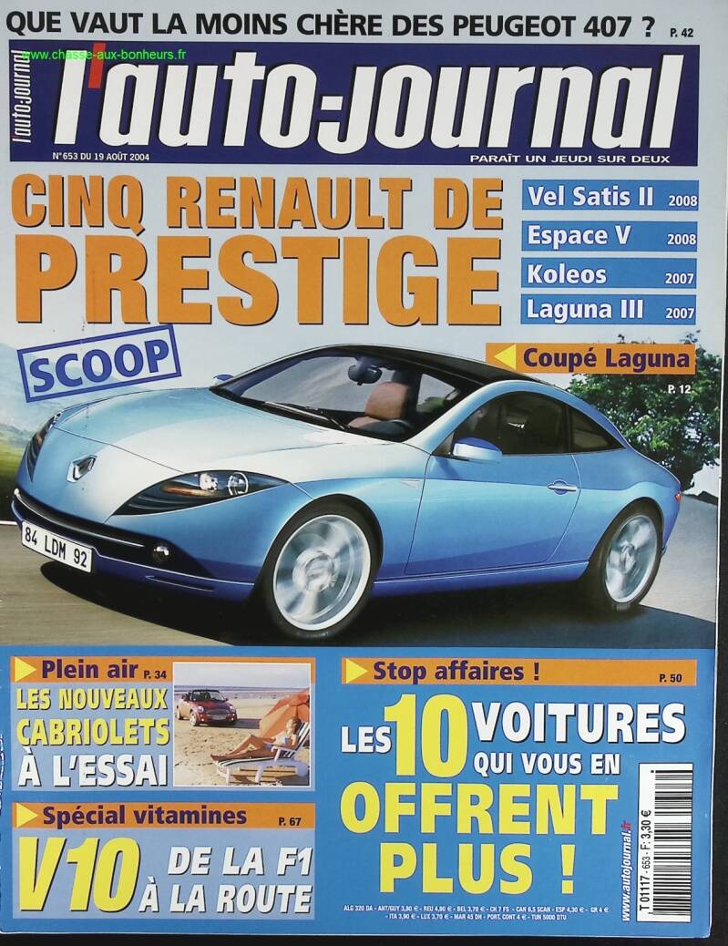 Cinq Renault de prestige - L'auto journal - n° 653 - 2004 - revue magazine - voiture