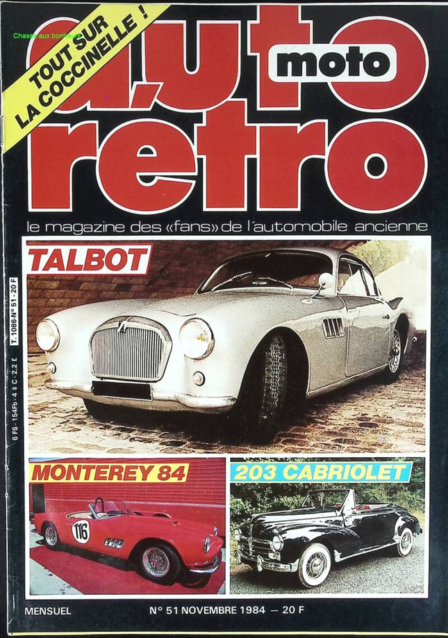 Talbot Monterey 84 203 Cabriolet - Auto moto rétro - n° 51 - 1984 - revue magazine - voiture