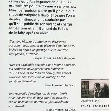 Jeanne – Jacqueline de Romilly : portrait historique et analyse d’une figure emblématique - Livre