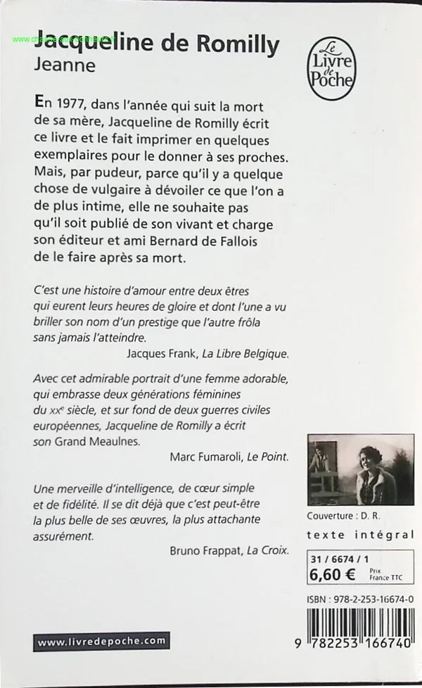 Jeanne - Jacqueline de Romilly - Book
