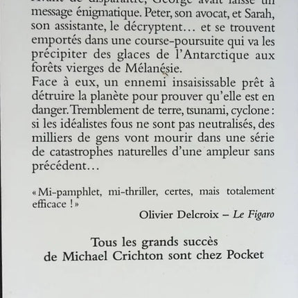 Etat d'urgence - Michael Crichton - livre