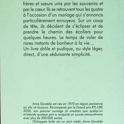 L’échappée belle – Anna Gavalda – roman contemporain voyage et relations familiales - livre