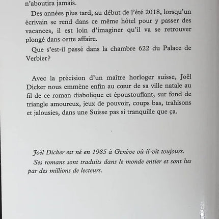L'Énigme de la Chambre 622 - Joël Dicker - livre