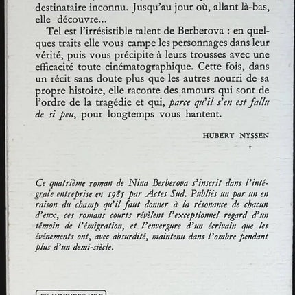 Le Roseau révolté - Nina Berberova - livre