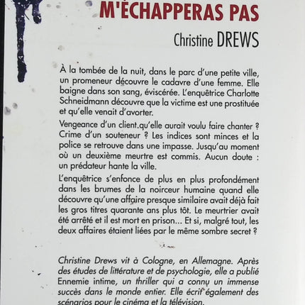 Tu ne m'échapperas pas - Christine Drews - livre