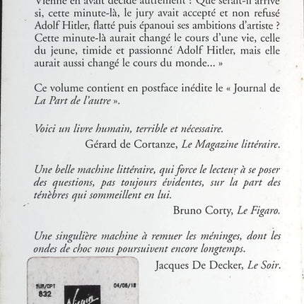 La Part de l'autre - Eric-Emmanuel Schmitt - livre