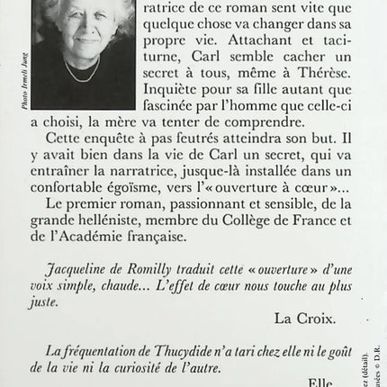 Ouverture à coeur - Jacqueline de Romilly - livre