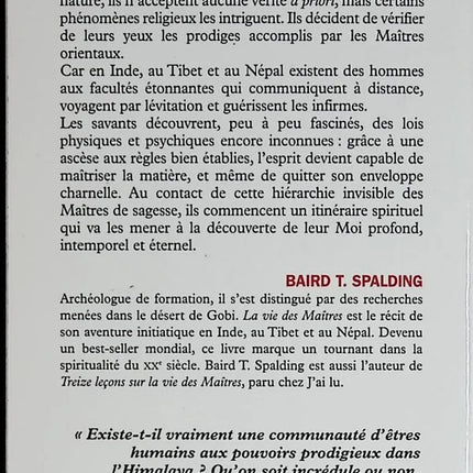La Vie des Maîtres - Baird Thomas Spalding - livre
