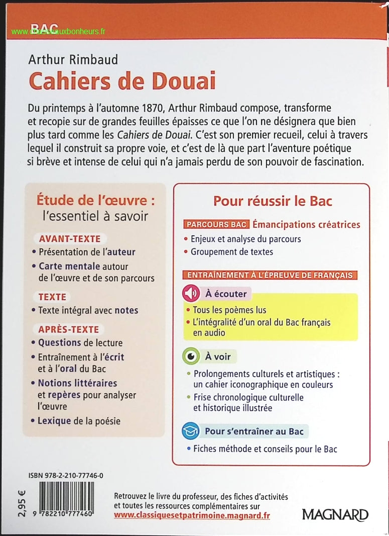 Cahiers de Douai - Bac Français 1re 2025 - Classiques et Patrimoine - Arthur Rimbaud - livre