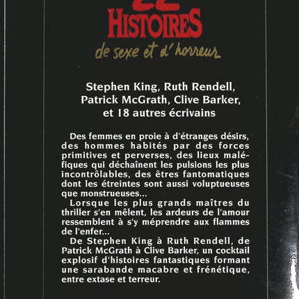 22 Histoires De Sexe Et D'Horreur - Stephen King, Patrick McGrath, Clive Barker, Ruth Rendell, 18 Autres Écrivains - livre