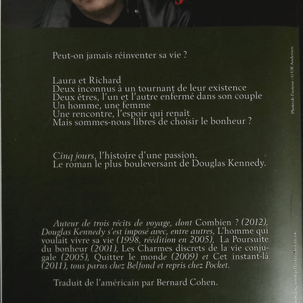 Cinq jours - Douglas Kennedy - Roman contemporain et suspense psychologique - livre