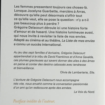 La Liste de mes envies - Grégoire Delacourt - livre