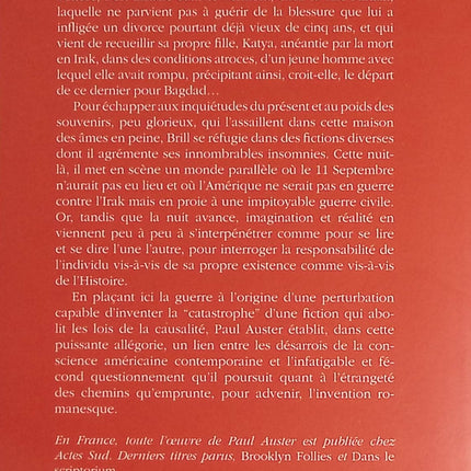 Seul dans le Noir - Paul Auster - livre