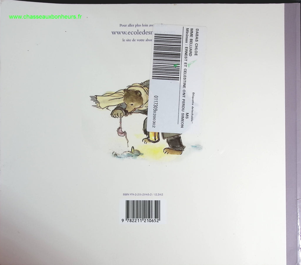 Ernest et Célestine ont perdu Siméon - Gabrielle Vincent - livre