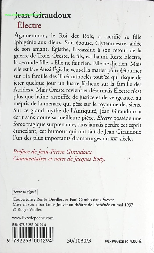 Electre - Jean Giraudoux - livre