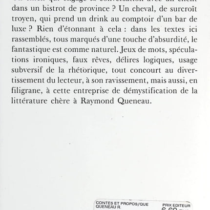 Contes et Propos - Raymond Queneau - livre