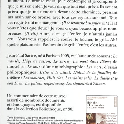 Huis clos / Les mouches - Jean-Paul Sartre - Livre