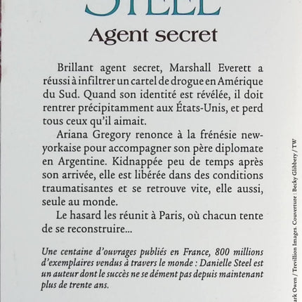 Roman contemporain américain occasion – Agent Secret – Danielle Steel – suspense, espionnage et romance - livre