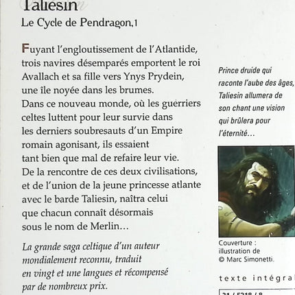 Le Cycle de Pendragon, tome 1 - Taliesin - Stephen Lawhead - livre