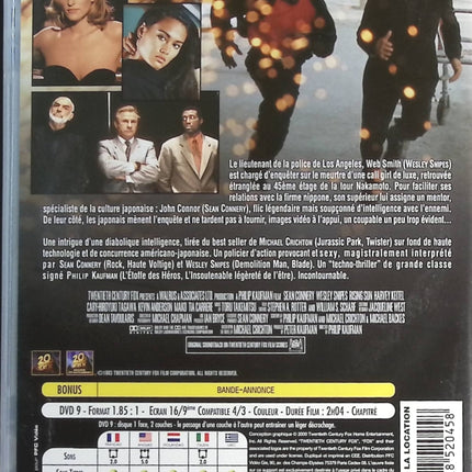 Soleil levant - Sean Connery - DVD