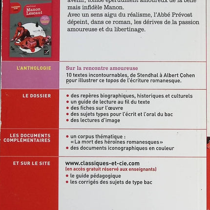 Manon Lescaut - Abbé Prévos  - livre