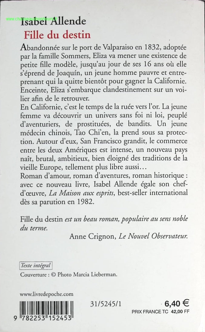 Fille du destin - Isabel Allende - livre