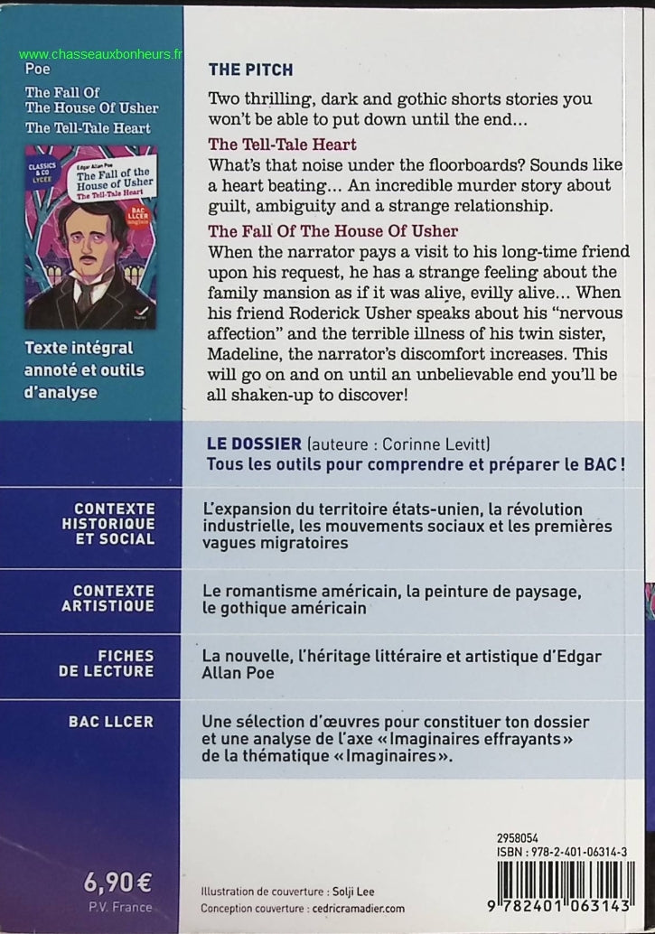 Classics & Co Anglais LLCE - The Fall of the House of Usher - The Tell-Tale Heart - Edgar Allan Poe  - livre