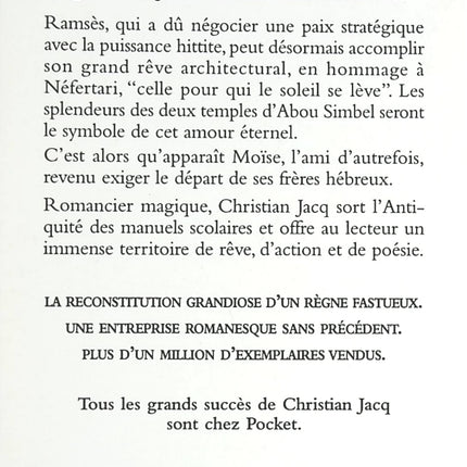 Ramsès tome 4 La Dame d’Abou Simbel – Christian Jacq – roman historique Égypte antique occasion - livre