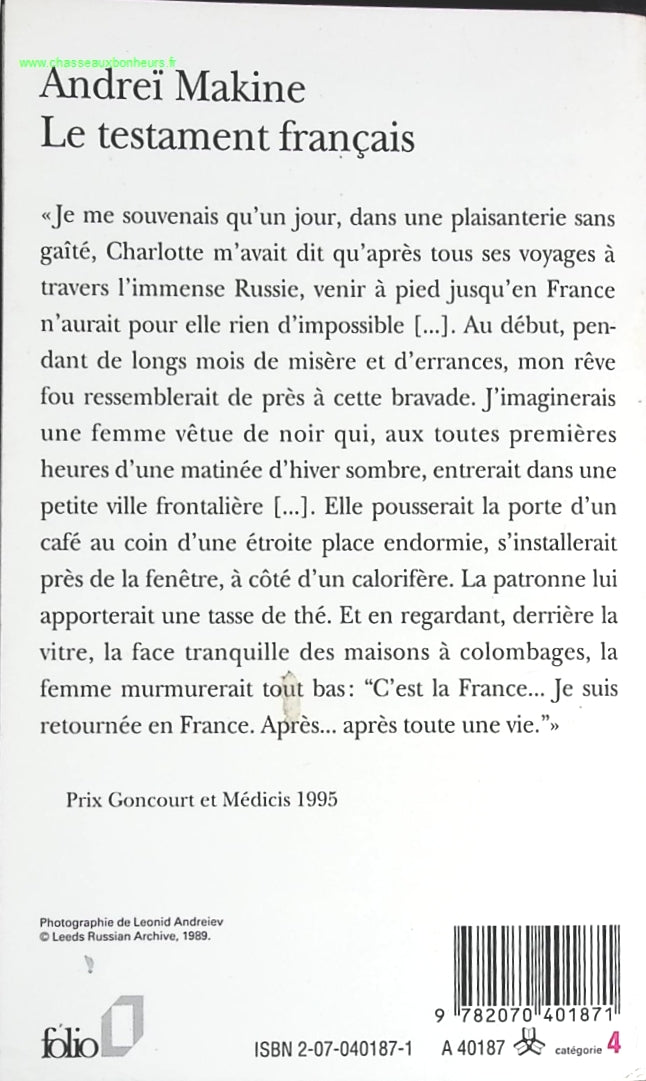The French Testament - Andrei Makine - Book
