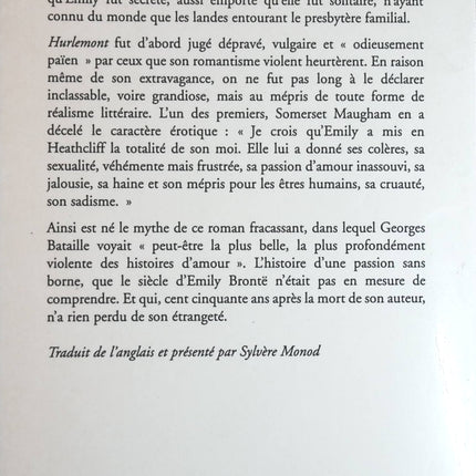 Hurlemont - Emily Brontë - livre