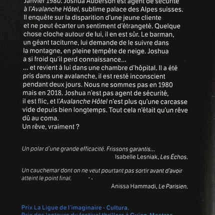 Roman thriller suspense policier Avalanche Hôtel Niko Tackian - livre
