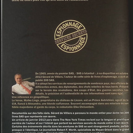 SAS 164 Le trésor de Saddam – Tome 2 – Gérard de Villiers – Roman d’espionnage SAS et thriller géopolitique - livre